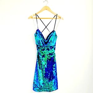 Terani Couture Irridescent Mermaid Cocktail Dress - Size 8